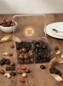 Assorted Dragée 4-in-1 (Cashew, Almond, Peanut, Raisin) | Choco Coated Panned Nuts & Raisins | 250 gm