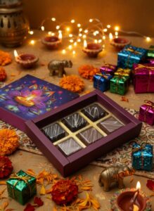 Diwali Chocolate Gift Box | Cashew & Raisin Choco Desserts | 100g | Box Style - 1