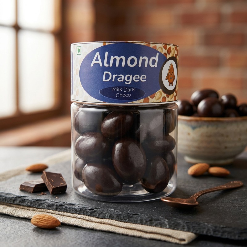 Almond Dragée - Blended Choco | Blended (Milk+Dark) Choco Coated Whole Almonds| 120 gm