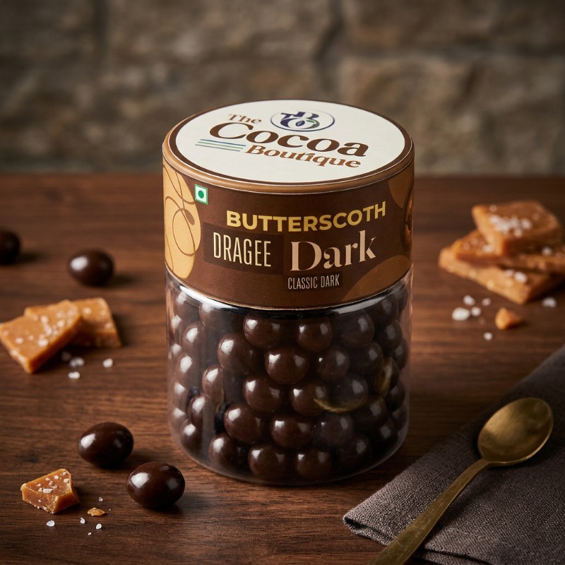 Butterscotch Dragée - Dark Choco | Classic Dark Choco Coated Nut Butterscotch | 120 gm
