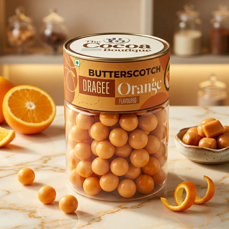 Butterscotch Dragée – Orange Flavoured | Classic Orange Choco Coated Nut Butterscotch | 120 gm