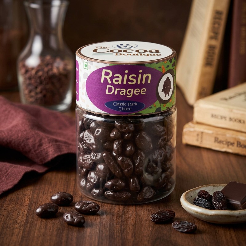 Raisin Dragée - Dark Choco | Dark Choco Coated Panned Raisins | 120 gm
