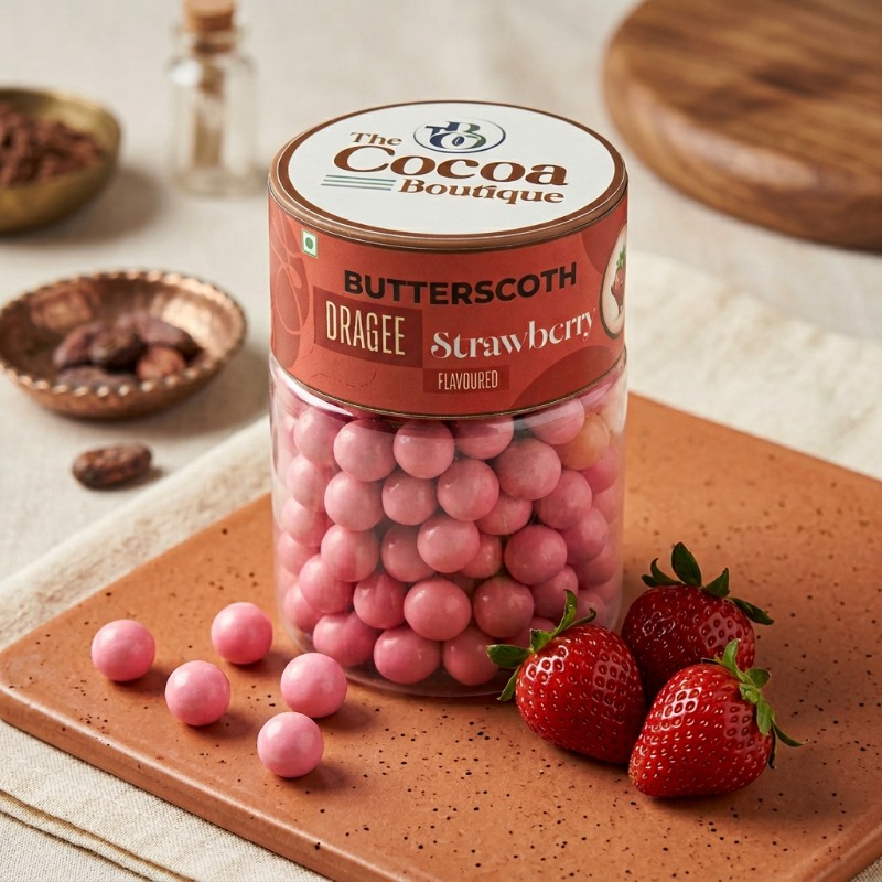 Butterscotch Dragée – Strawberry Flavoured | Classic Strawberry Choco Coated Nut Butterscotch | 120 gm